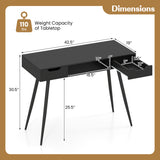 42.5" Mid Century Modern Writing Desk with Metal Leg and Drawers