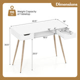42.5" Mid Century Modern Writing Desk with Metal Leg and Drawers