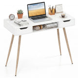 42.5" Mid Century Modern Writing Desk with Metal Leg and Drawers