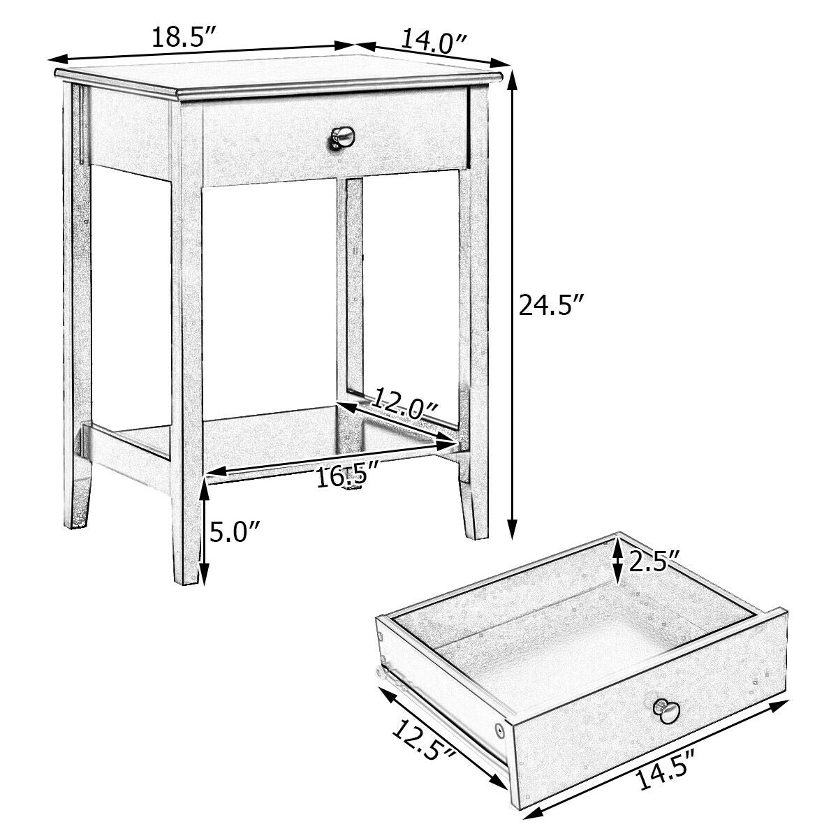 Wooden Nightstand  End Table Storage Display