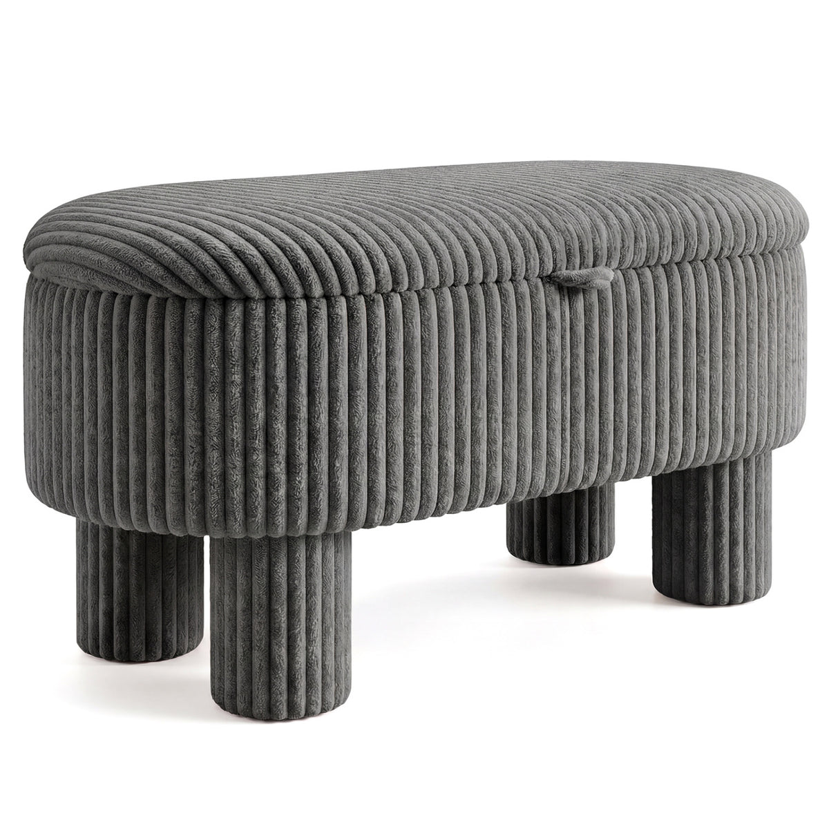 Storage Ottoman Bench Corduroy Fabric Upholstered Foot Stool