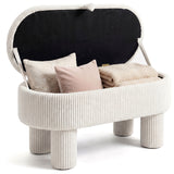 Storage Ottoman Bench Corduroy Fabric Upholstered Foot Stool