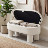 Storage Ottoman Bench Corduroy Fabric Upholstered Foot Stool