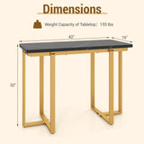 42 Inches Modern Faux Marble Entryway Table with Geometric Metal Frame