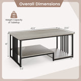 43.5" Coffee Table 2-Tier with Open Storage Shelf