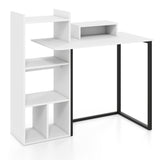43.5" Computer Desk with Charging Station and Ergonomic Monitor Stand-White