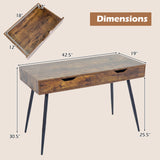 Computer Desk with 2 Drawers for Small Spaces