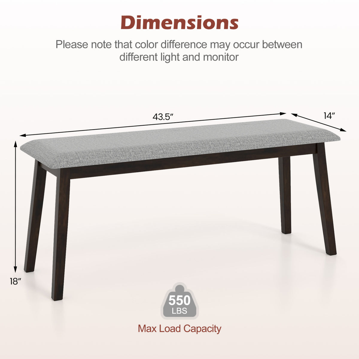 Upholstered Entryway Bench with Rubber Wood Frame