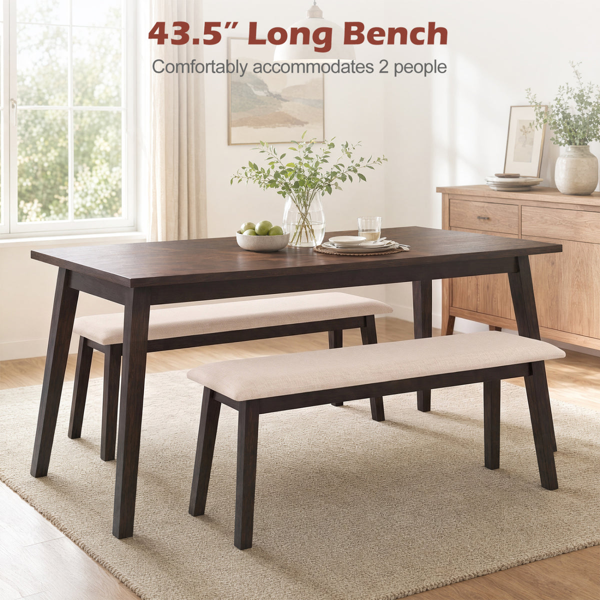 Upholstered Entryway Bench with Rubber Wood Frame