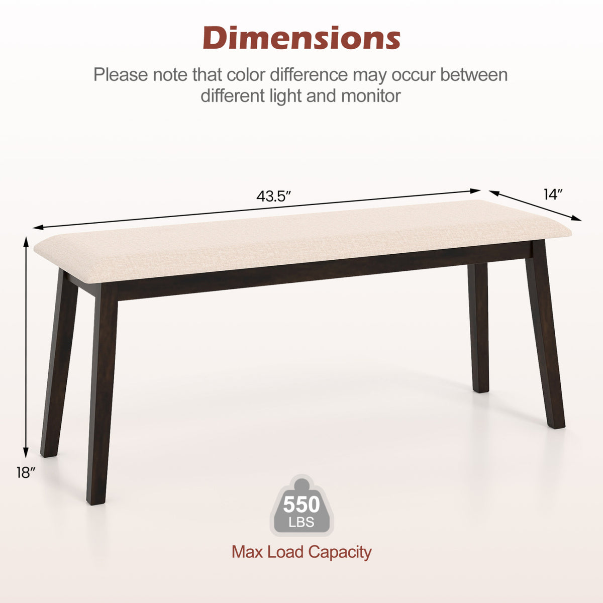 Upholstered Entryway Bench with Rubber Wood Frame