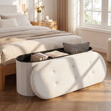 43" Folding Teddy Storage Ottoman Bench with Dividers for Living Room and Bedroom