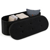 43" Folding Teddy Storage Ottoman Bench with Dividers for Living Room and Bedroom