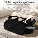 43" Folding Teddy Storage Ottoman Bench with Dividers for Living Room and Bedroom