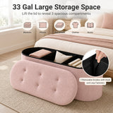 43" Folding Teddy Storage Ottoman Bench with Dividers for Living Room and Bedroom