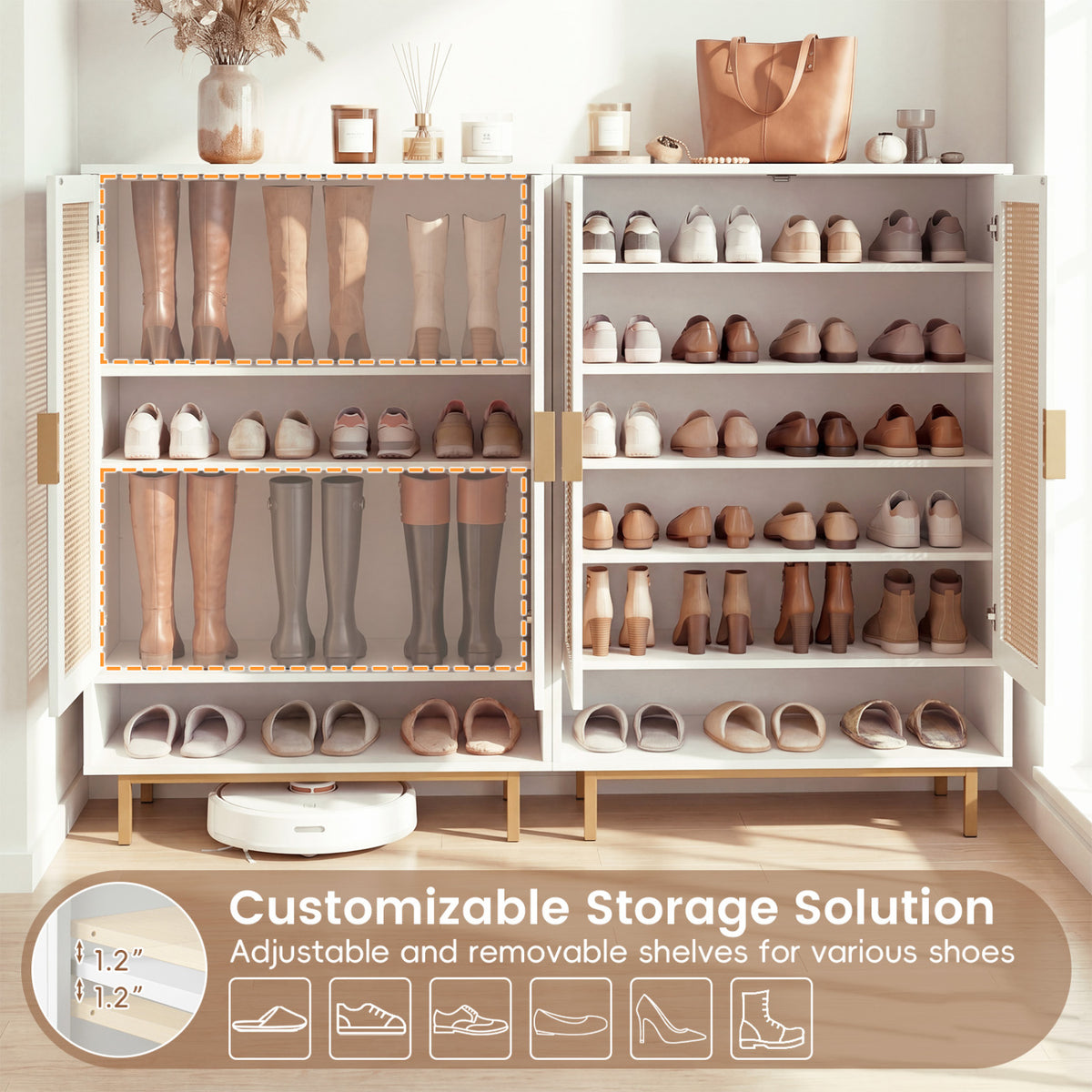 6-Tier Tall Shoe Cabinet with Double Doors
