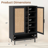 6-Tier Tall Shoe Cabinet with Double Doors