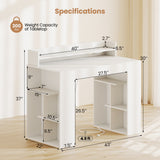 43 Inch Computer Desk with Power Outlets and 2 Bookcases-White