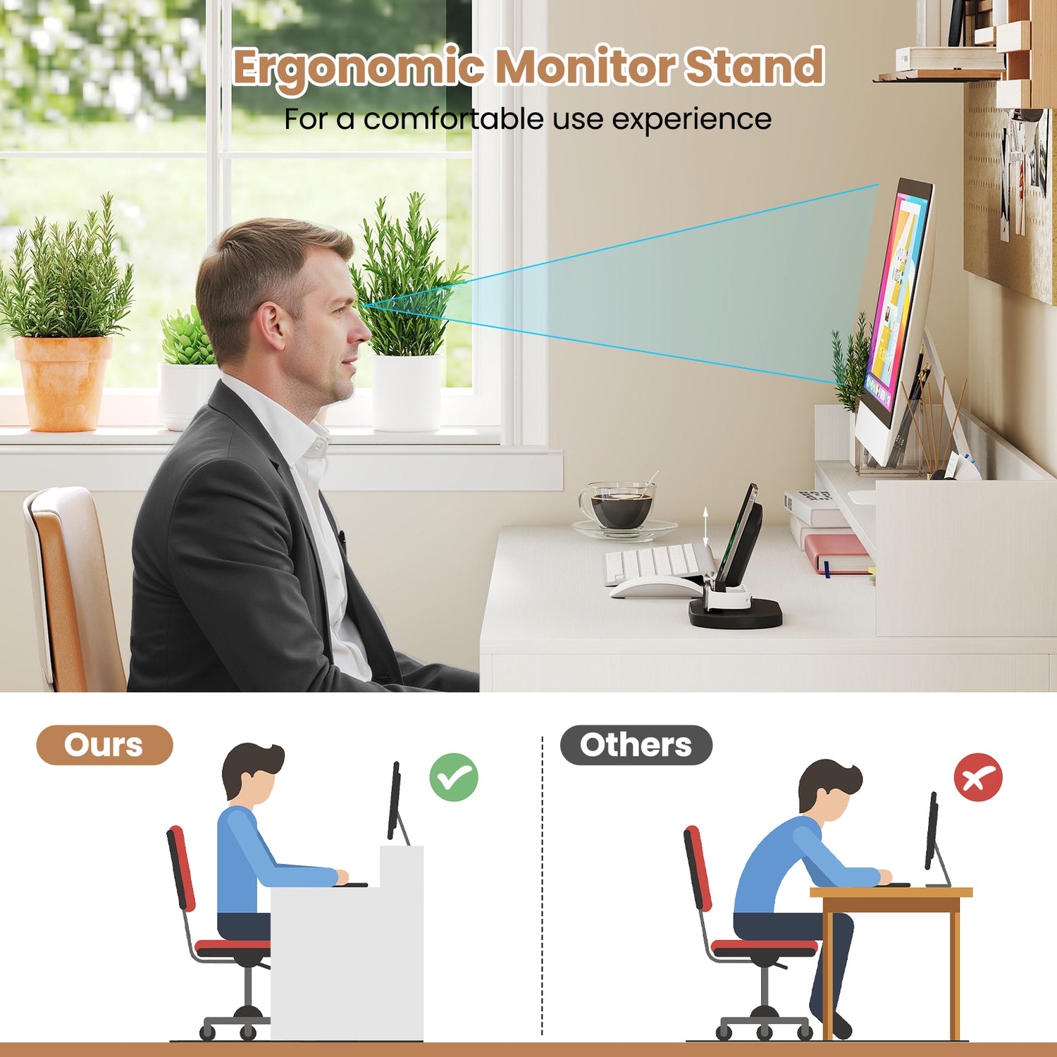 43 Inch Computer Desk with Power Outlets and 2 Bookcases-White