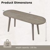43 Inch Solid Wood Farmhouse Dining Bench Rustic Wooden Entryway Bench with Rubber Wood Legs-Gray