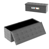 43 Inches Folding Storage Ottoman Bench Linen End of Bed Bench with Padded Seat