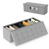 43 Inches Folding Storage Ottoman Bench Linen End of Bed Bench with Padded Seat
