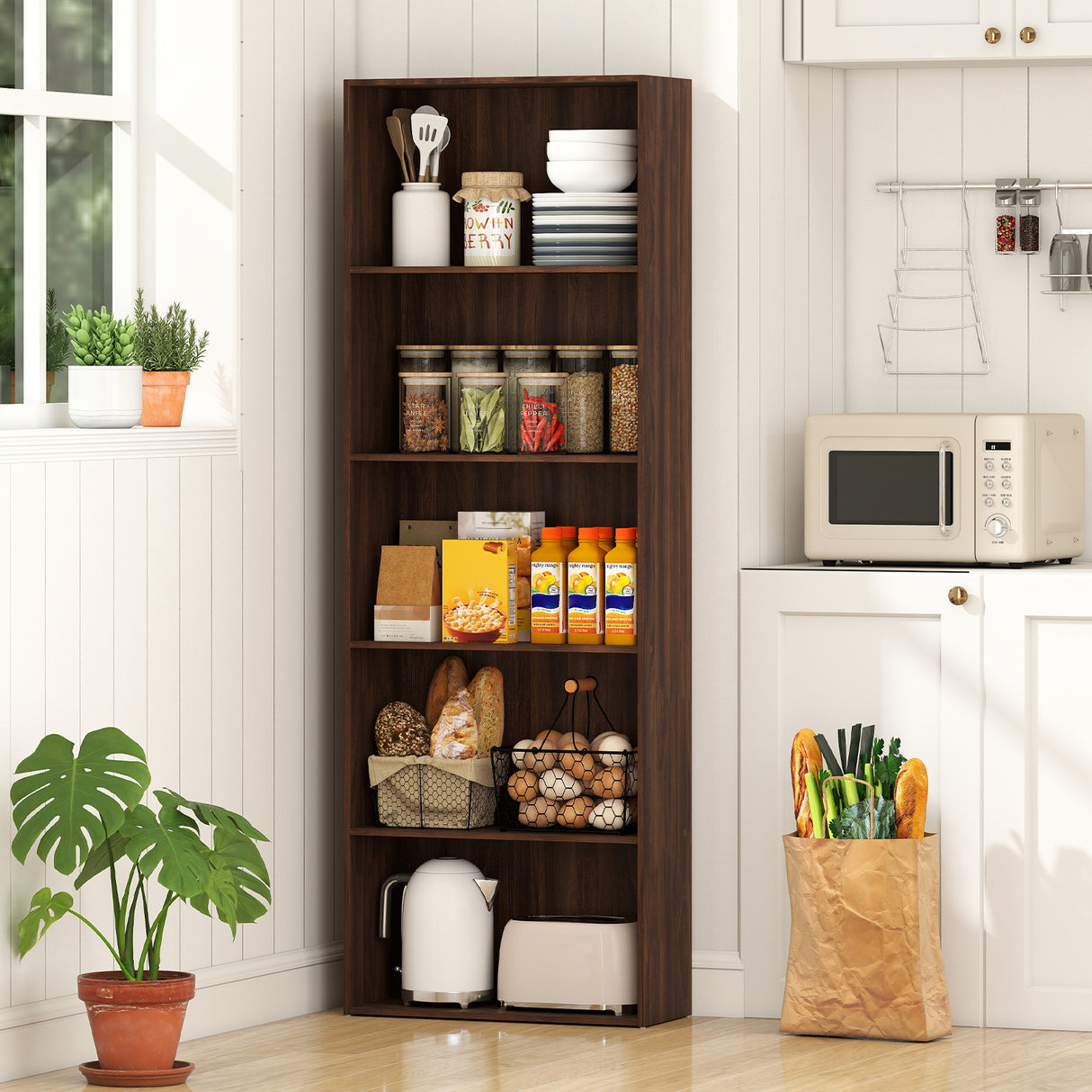 5-Shelf Storage Bookcase Modern Multi-Functional Display Cabinet Furniture