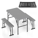 44" HDPE Folding Picnic Table Set with 2 Benches