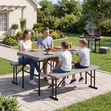 44" HDPE Folding Picnic Table Set with 2 Benches