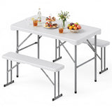 44" HDPE Folding Picnic Table Set with 2 Benches