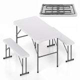 44" HDPE Folding Picnic Table Set with 2 Benches
