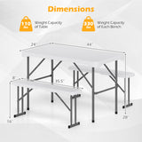 44" HDPE Folding Picnic Table Set with 2 Benches