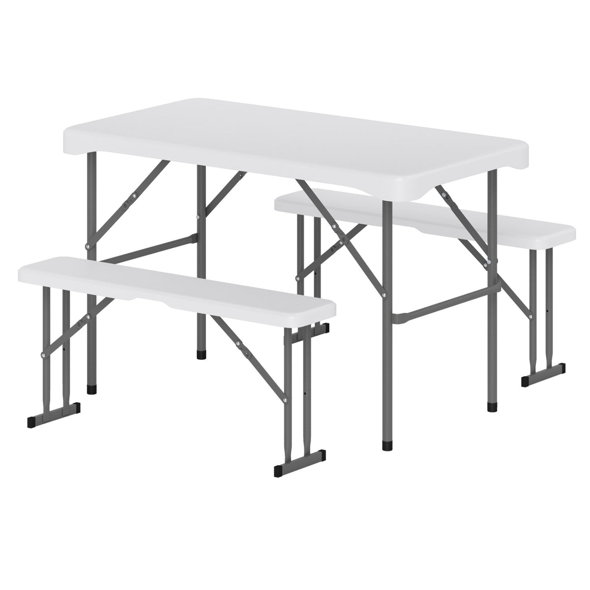 44" HDPE Folding Picnic Table Set with 2 Benches