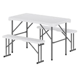 44" HDPE Folding Picnic Table Set with 2 Benches