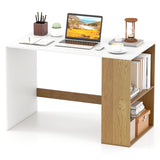 Wooden Computer Desk with Bookshelf for Small Space
