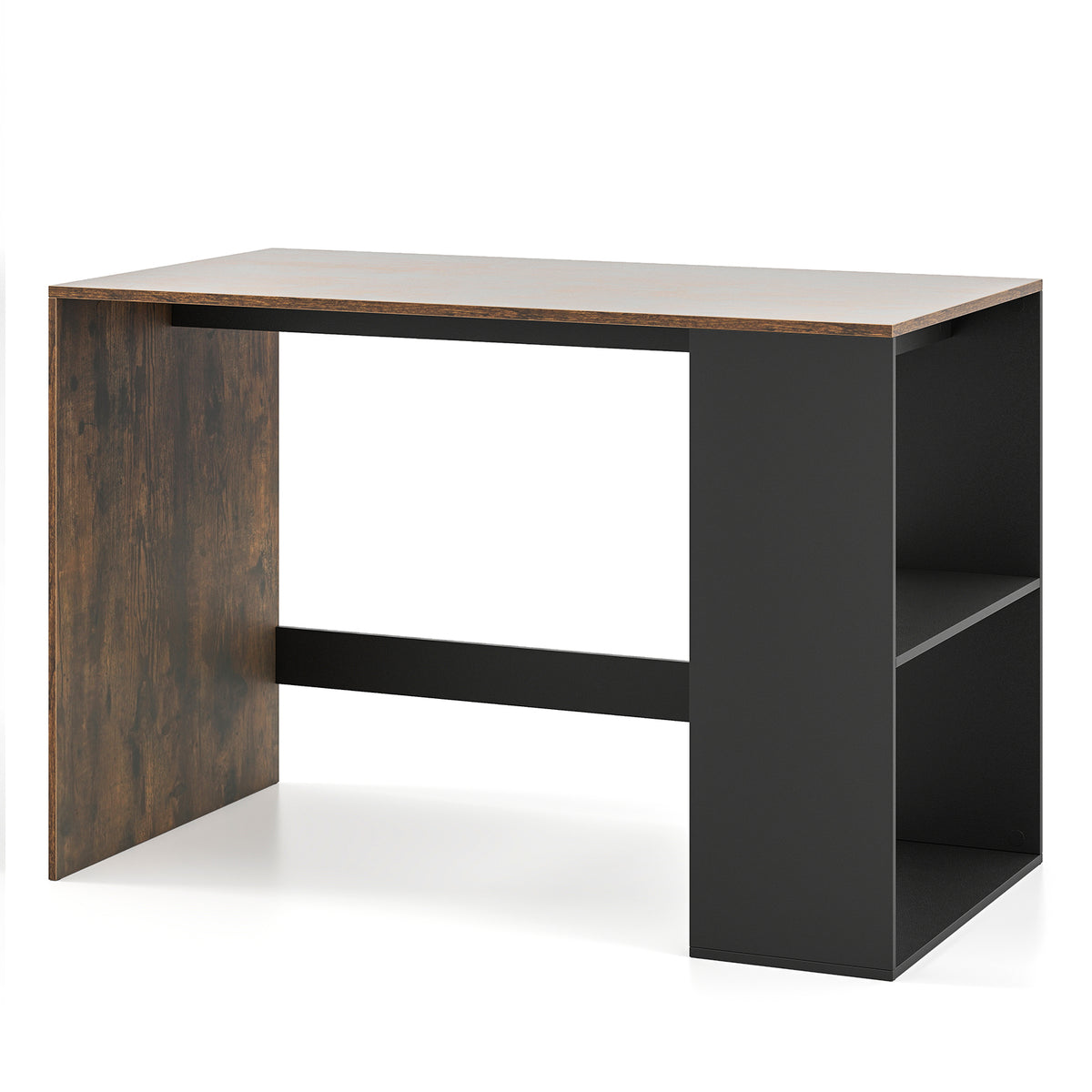 Wooden Computer Desk with Bookshelf for Small Space