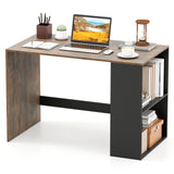 Wooden Computer Desk with Bookshelf for Small Space