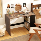 Wooden Computer Desk with Bookshelf for Small Space