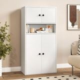 44 Inches Tall Bookshelf with Doors and Adjustable Shelf