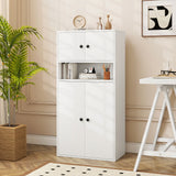 44 Inches Tall Bookshelf with Doors and Adjustable Shelf