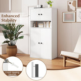 44 Inches Tall Bookshelf with Doors and Adjustable Shelf