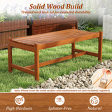 44" Patio Wood Bench Set of 1/2 Outdoor Solid Hardwood Dining Bench with Teak Oil Finish