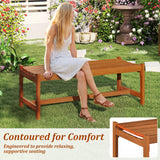 44" Patio Wood Bench Set of 1/2 Outdoor Solid Hardwood Dining Bench with Teak Oil Finish