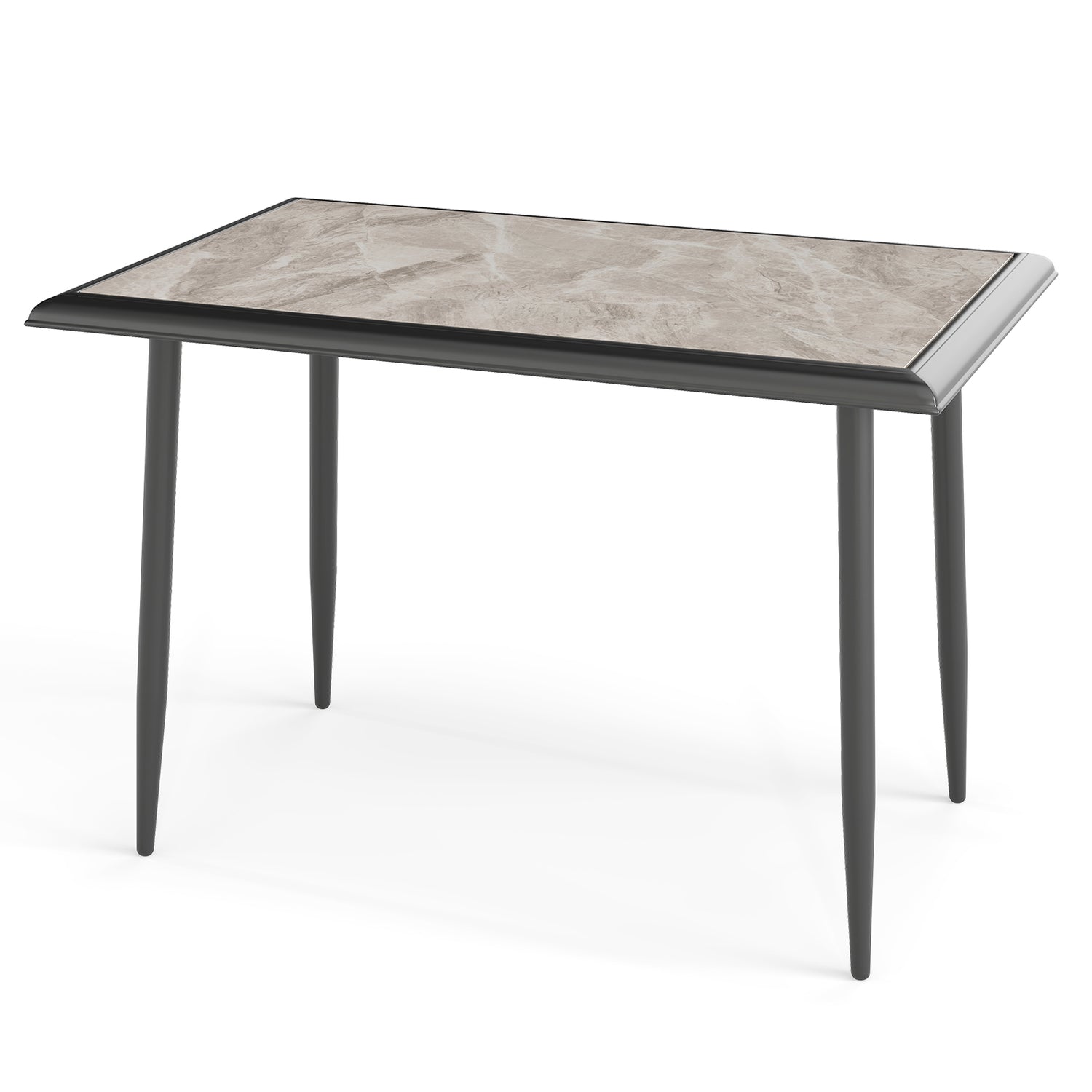 Sintered Stone Dining Table 44" Rectangular Kitchen Table with Metal Frame Indoor Modern Breakfast Table for Living Room Dining Room-Golden