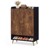44" Tall Shoe Storage Cabinet with 7-Tier Doors and Adjustable Shelves for Entryway