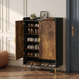 44" Tall Shoe Storage Cabinet with 7-Tier Doors and Adjustable Shelves for Entryway