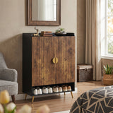 44" Tall Shoe Storage Cabinet with 7-Tier Doors and Adjustable Shelves for Entryway