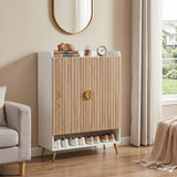 44" Tall Shoe Storage Cabinet with 7-Tier Doors and Adjustable Shelves for Entryway