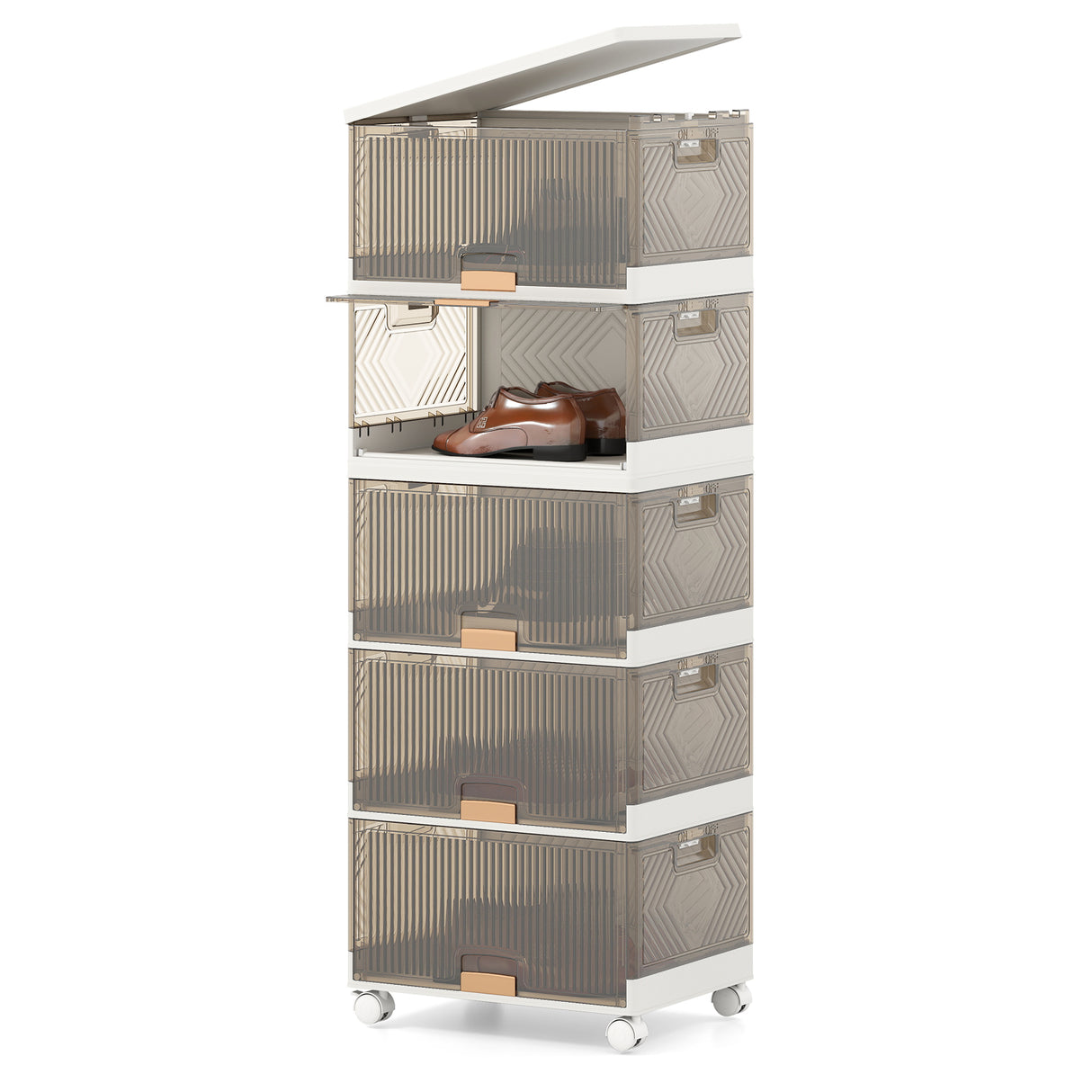 3/4/5/6-Cube Stackable Storage Bins with Detachable Wheels