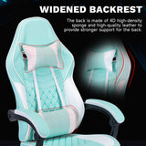 Ergonomic Video Gamer Chairs,Computer Gaming Chairs with Massage Lumbar Support and footrest,Racing Style Computer Chair Adjustable Headrest for Adults,GREEN