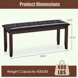 45.5" PU Leather Upholstered Bench with Soft Padded Seat and Strong Rubber Wood Legs-Brown